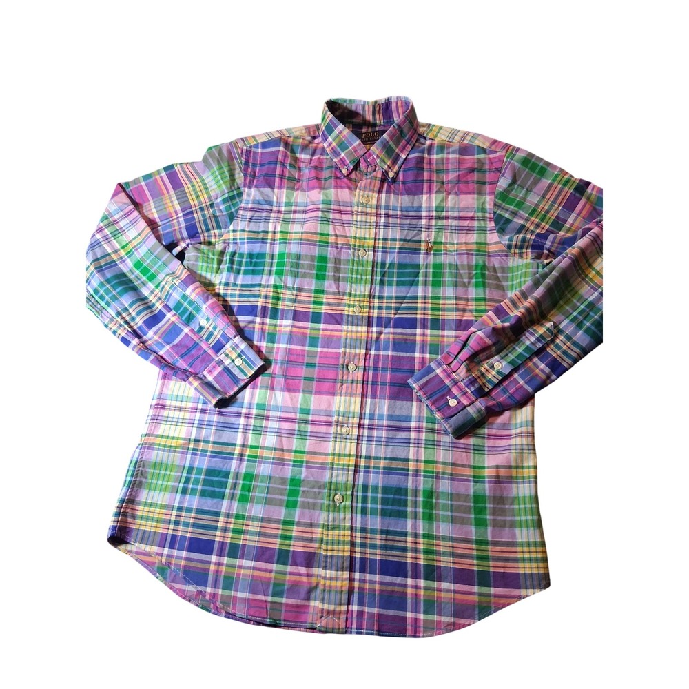 Polo Ralph Lauren Mens Classic Fit Plaid Button Down Shirt Multi Color Medium